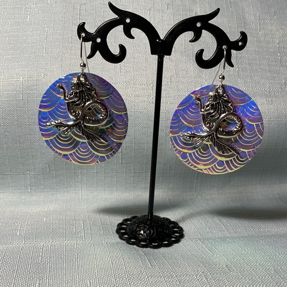 NWT Mermaid Faux Leather Earrings. Handmade. - Picture 1 of 3